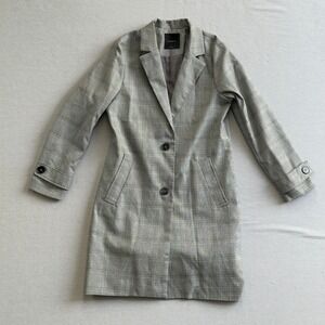 Elodie Longline Blazer Coat Small Prince of Wales Check Gray Career Jacket